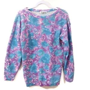 Vintage Grandmacore Open Knit Floral Sweater